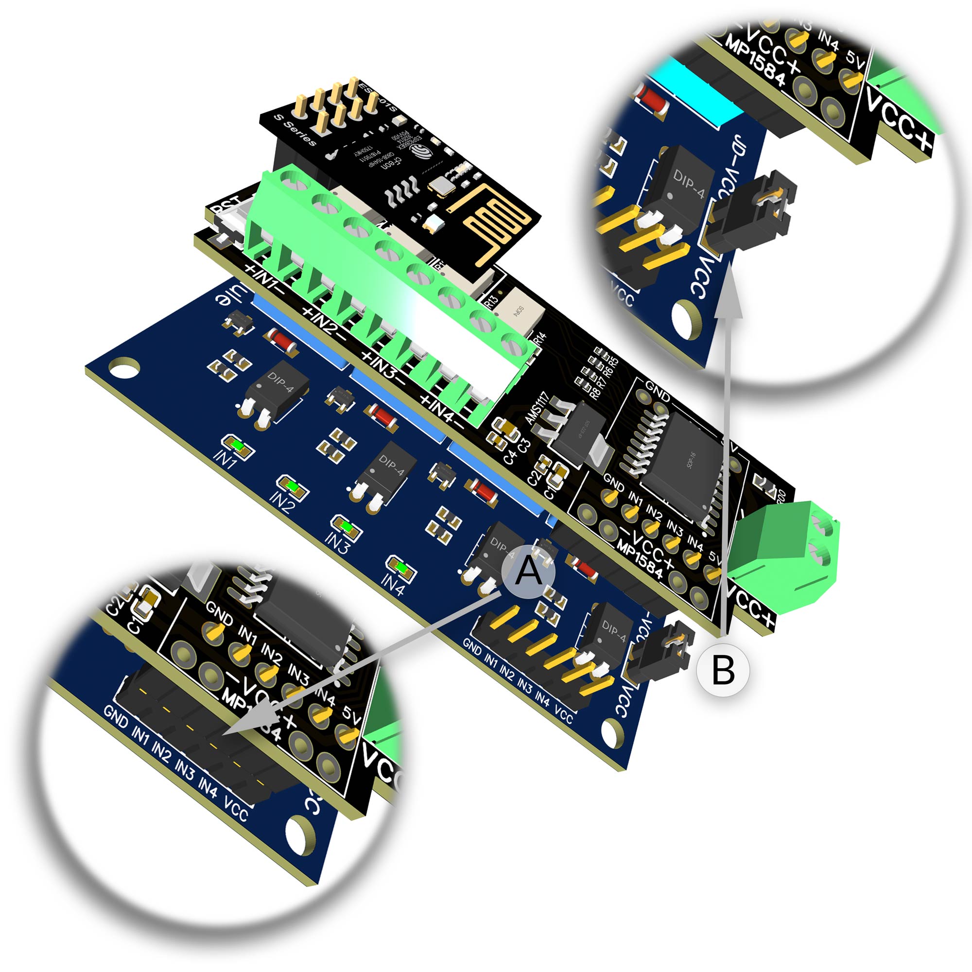 4-Kanal-Relais-Modul, 5V Relay-Module With Photocoupler for Raspberry Pi