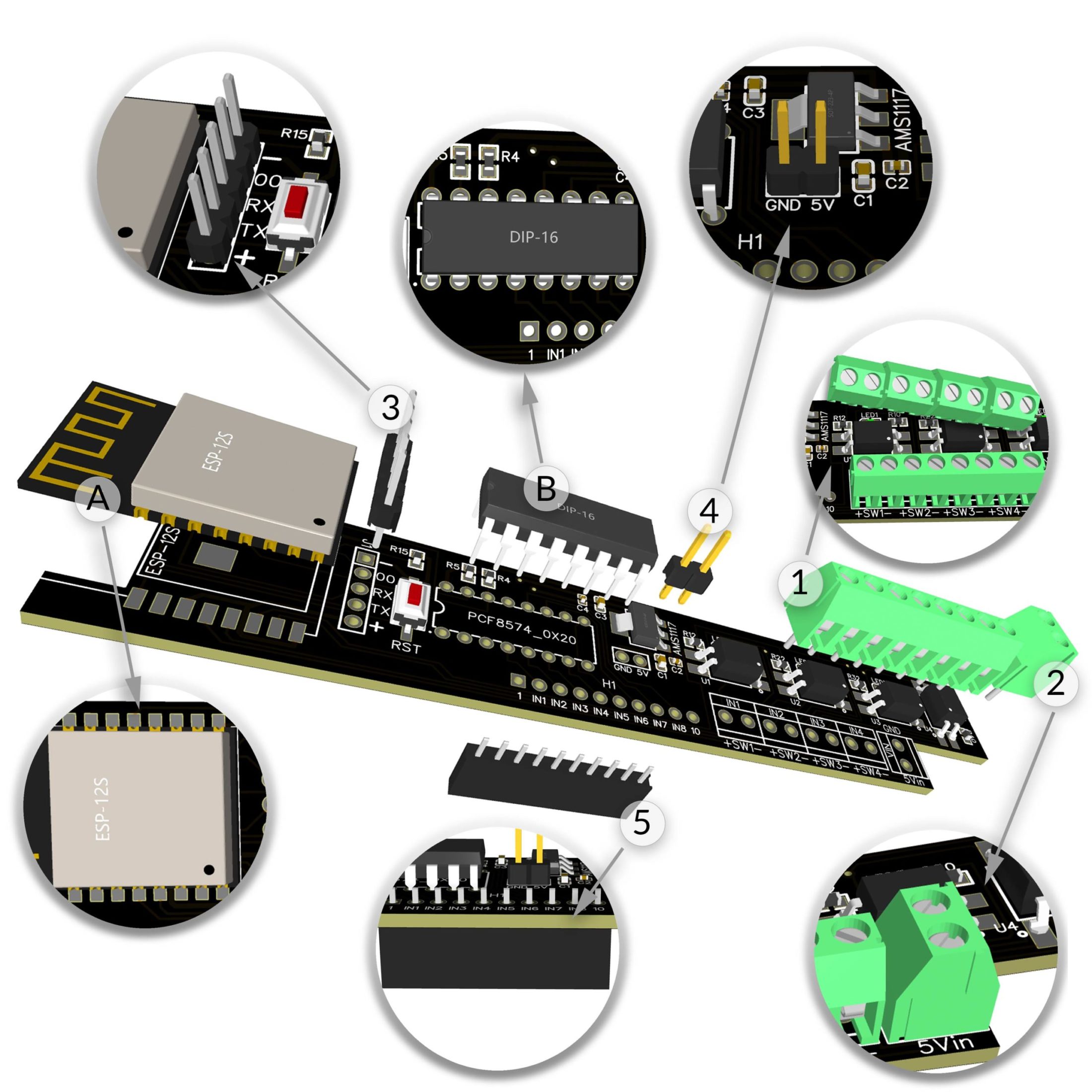 EI-OT 8 Kanal ESP8266 Relais Modul Zusammenbau