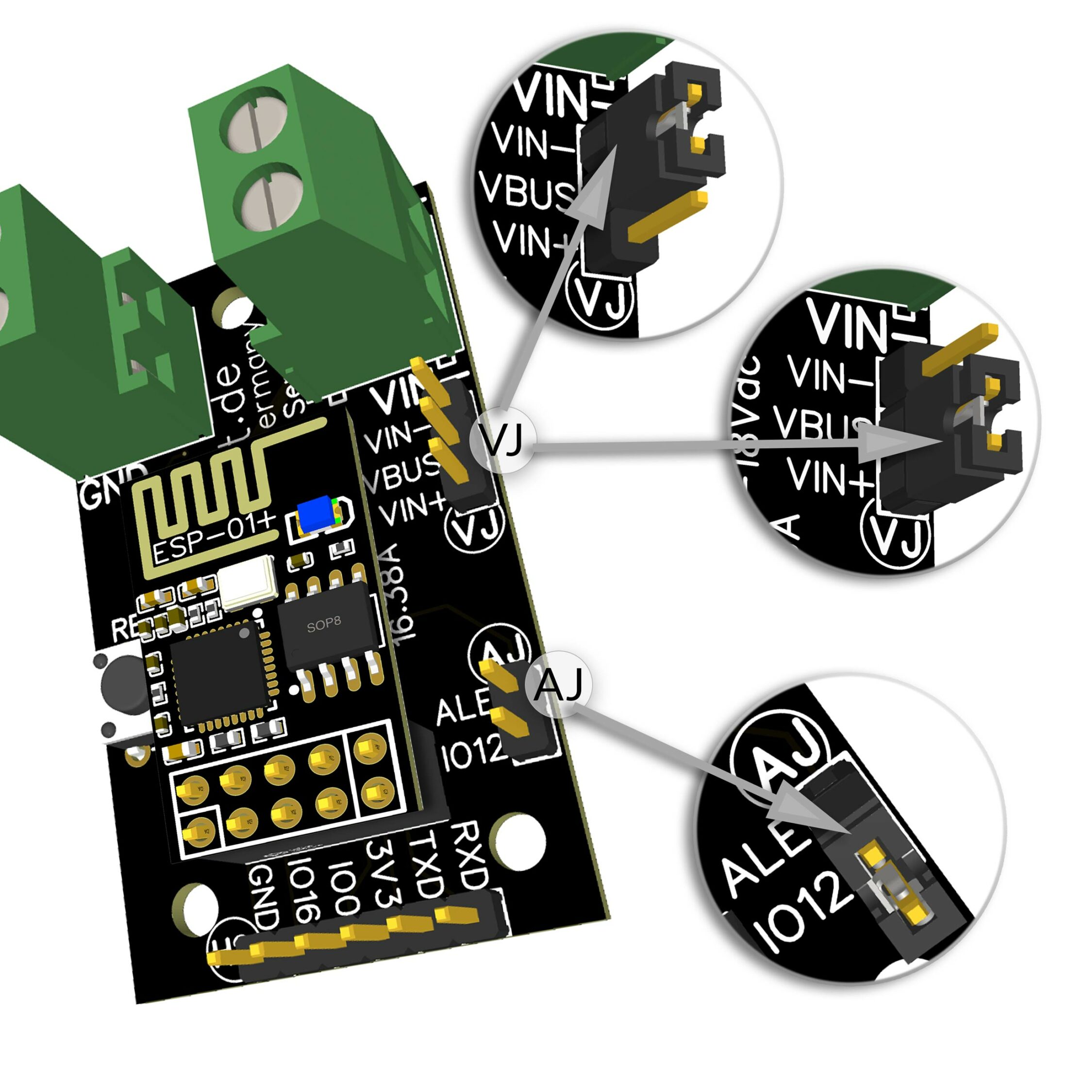 EI-OT Tasmota INA226 Current Sensor Jumper Konfiguration