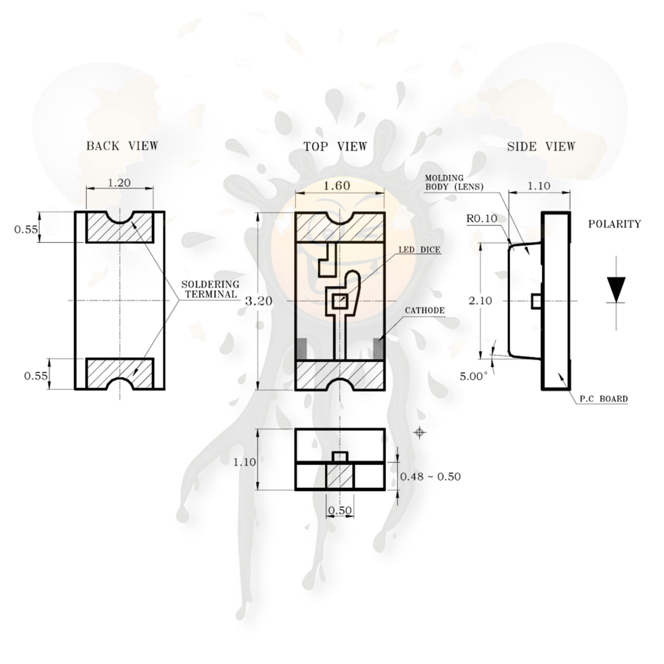 1206 SMD LED 1206 Gehäuse Dimensionen